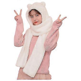 Women Cute Cartoon Thick Hat Ear Protectors Warm Plush Hat Scarf Set