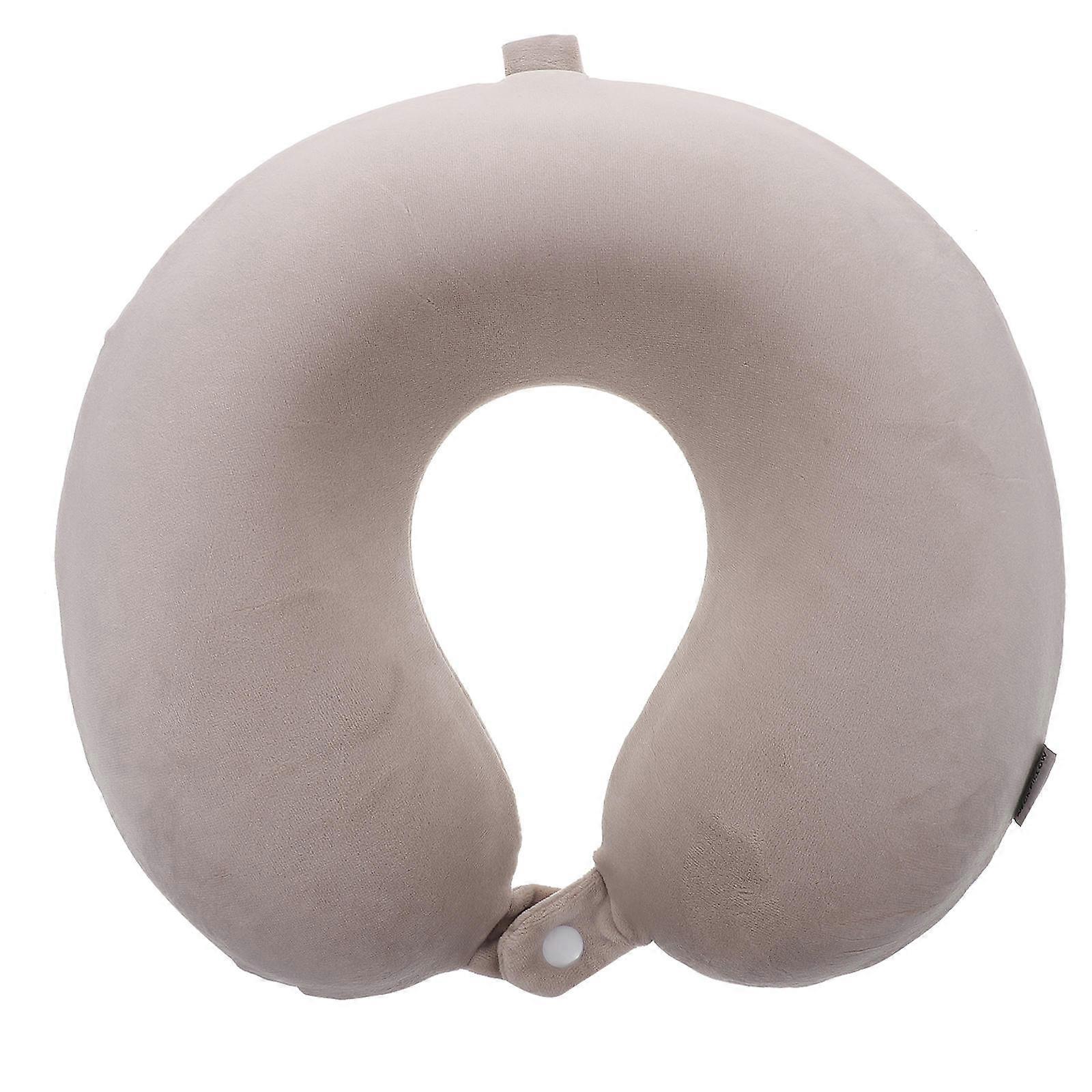 Comfortable U-Shaped Memory Foams Neck Pillow For Travel Daily Use Khaki 30x27cm 1Pack