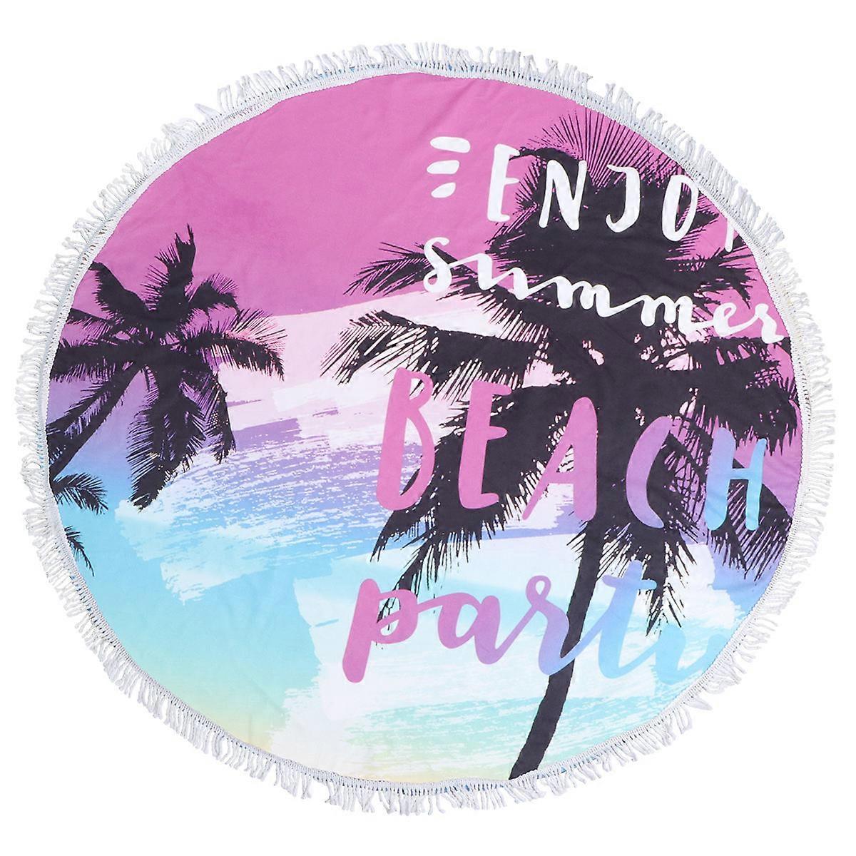 Printing Bath Towel Microfiber Round Bathroom Use Purple Diameter 150CM 1Set