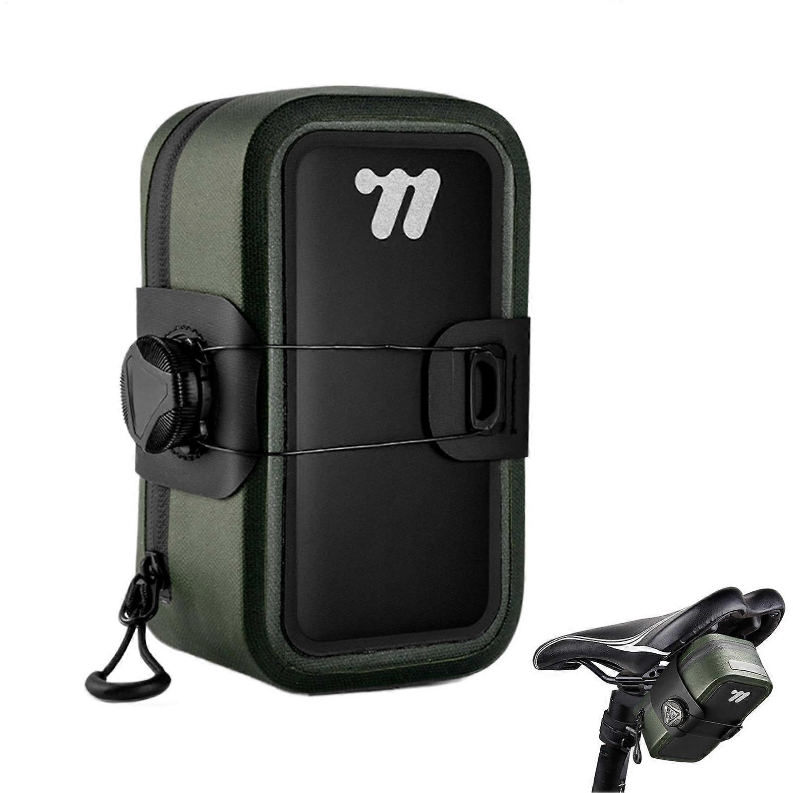 Bike Saddle Tool Bag, Lightweight Waterproof Storage, Secure Mount Design, Dark Green, Compatible with Mountain Bikes