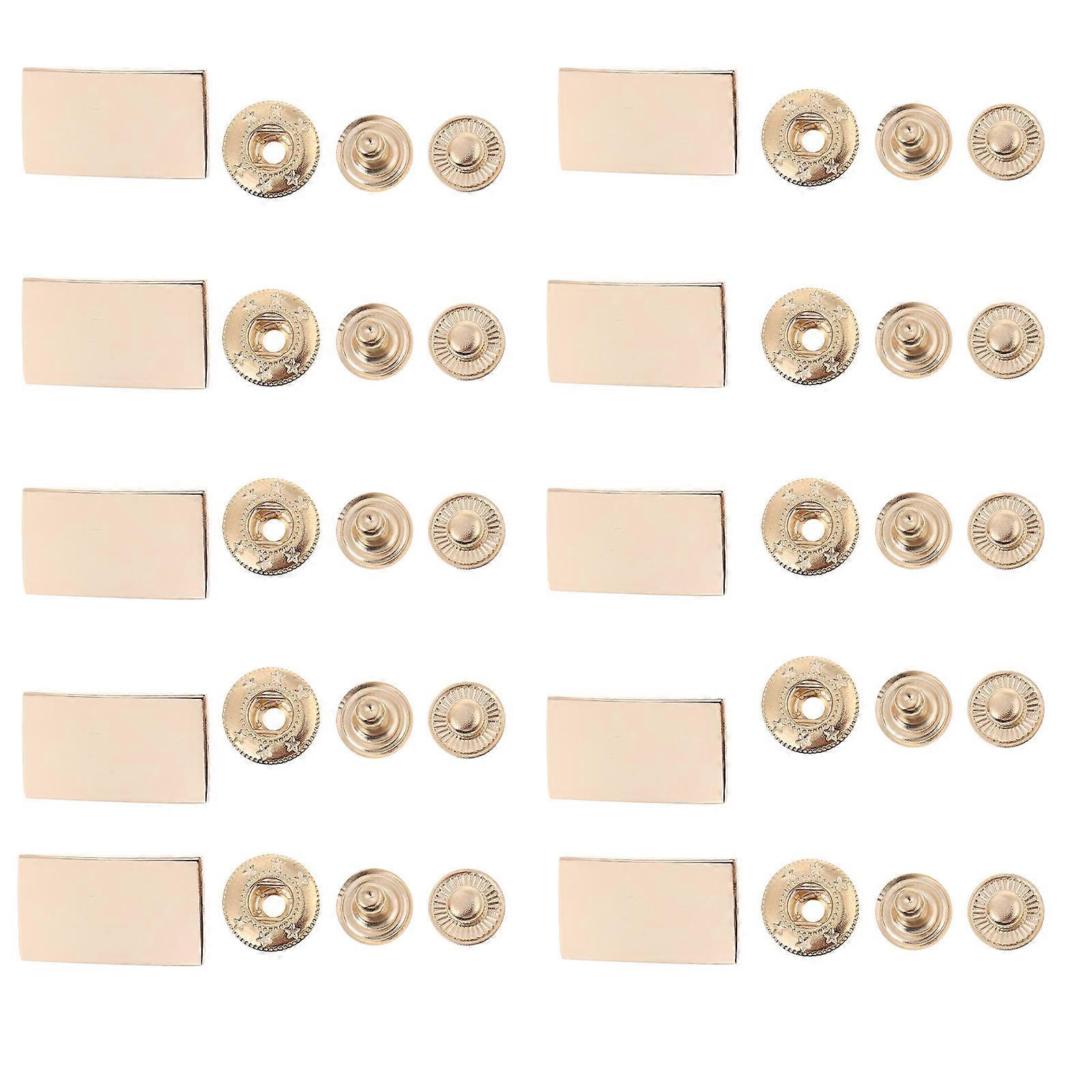 Golden Zinc Alloy Snap Fastener Buttons for Decoration 10 Sets Easy to Use for Garments