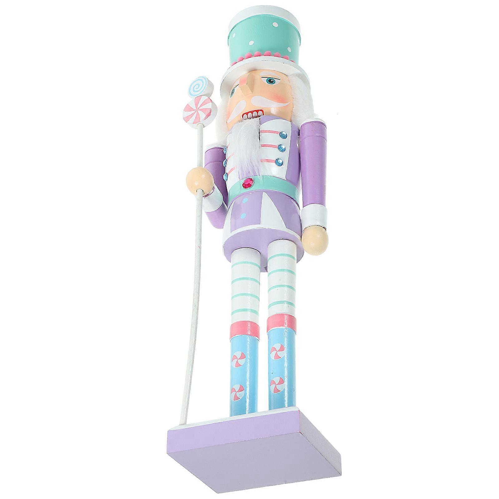 Cute Nutcracker Wooden Nutcracker Decoration Christmas present Violet 38.00X8.50X7.50CM Home Ornament 1Pcs