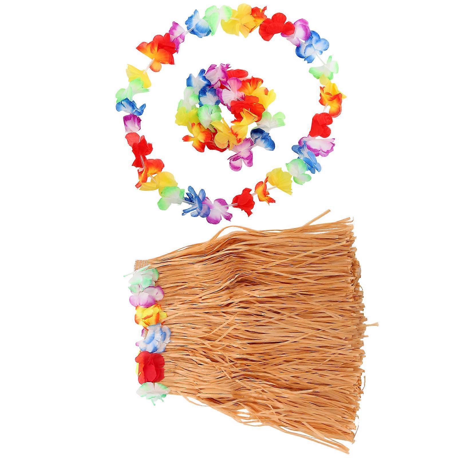 Hawaiian Theme Party Props Luau Party Skirt Assorted Color 40CM Cloth Material Party Performance Props 1 Set