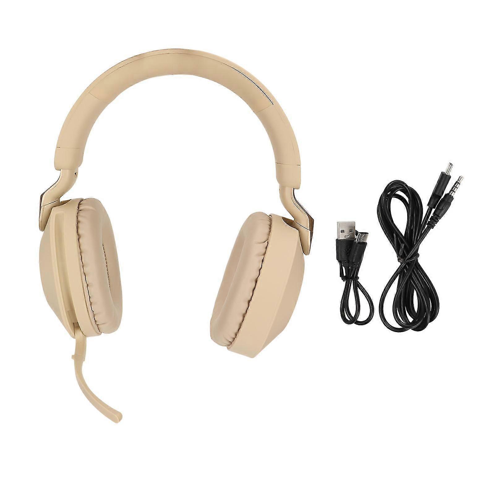 Bluetooth Gaming Headset Foldable Type C Interface Wireless Bluetooth 5.1 Wired Dual Mode Stereo Headset with Microphone Gold