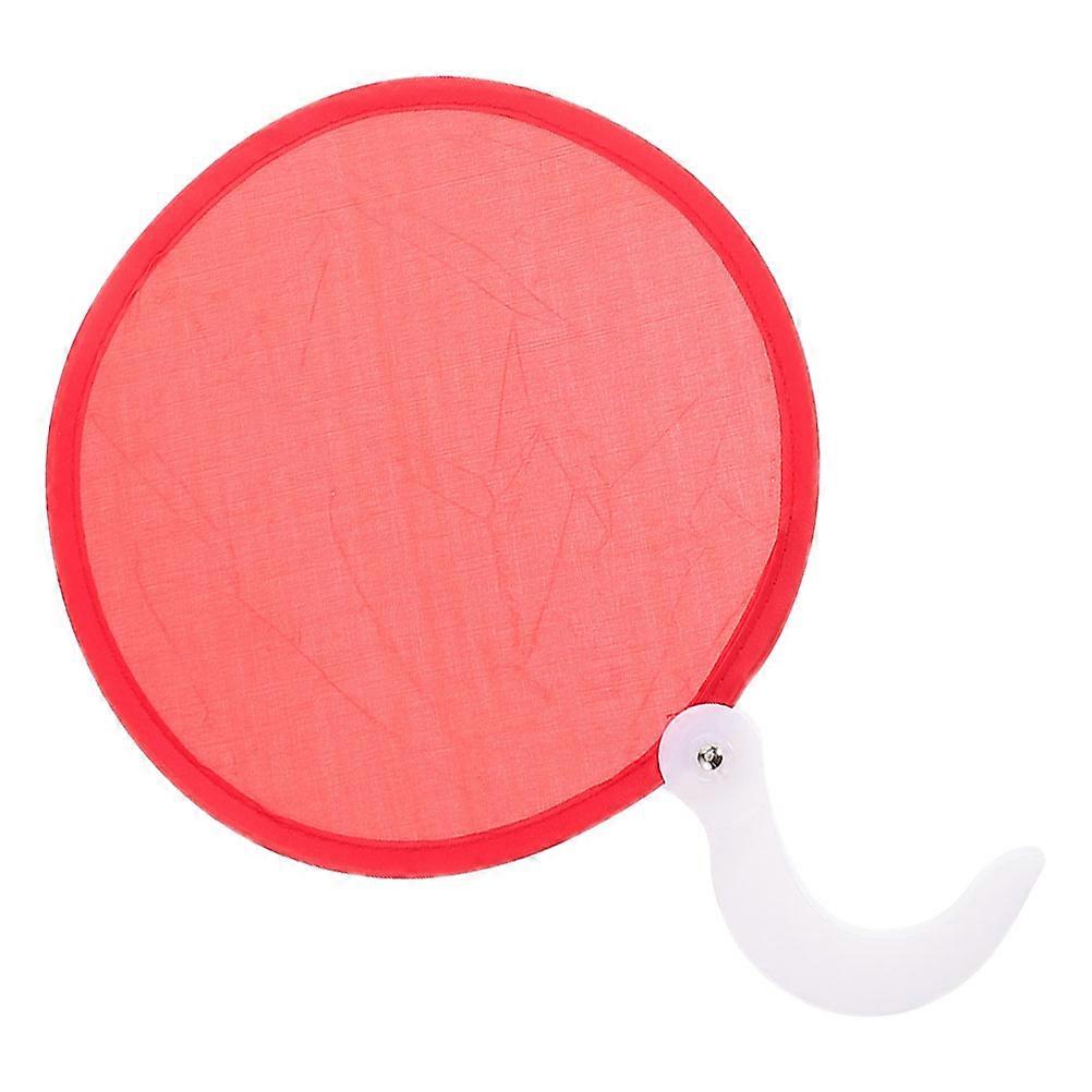 Collapsible Hand Fan Round Shape For Weddings And Festivals Red Cloth 1Set