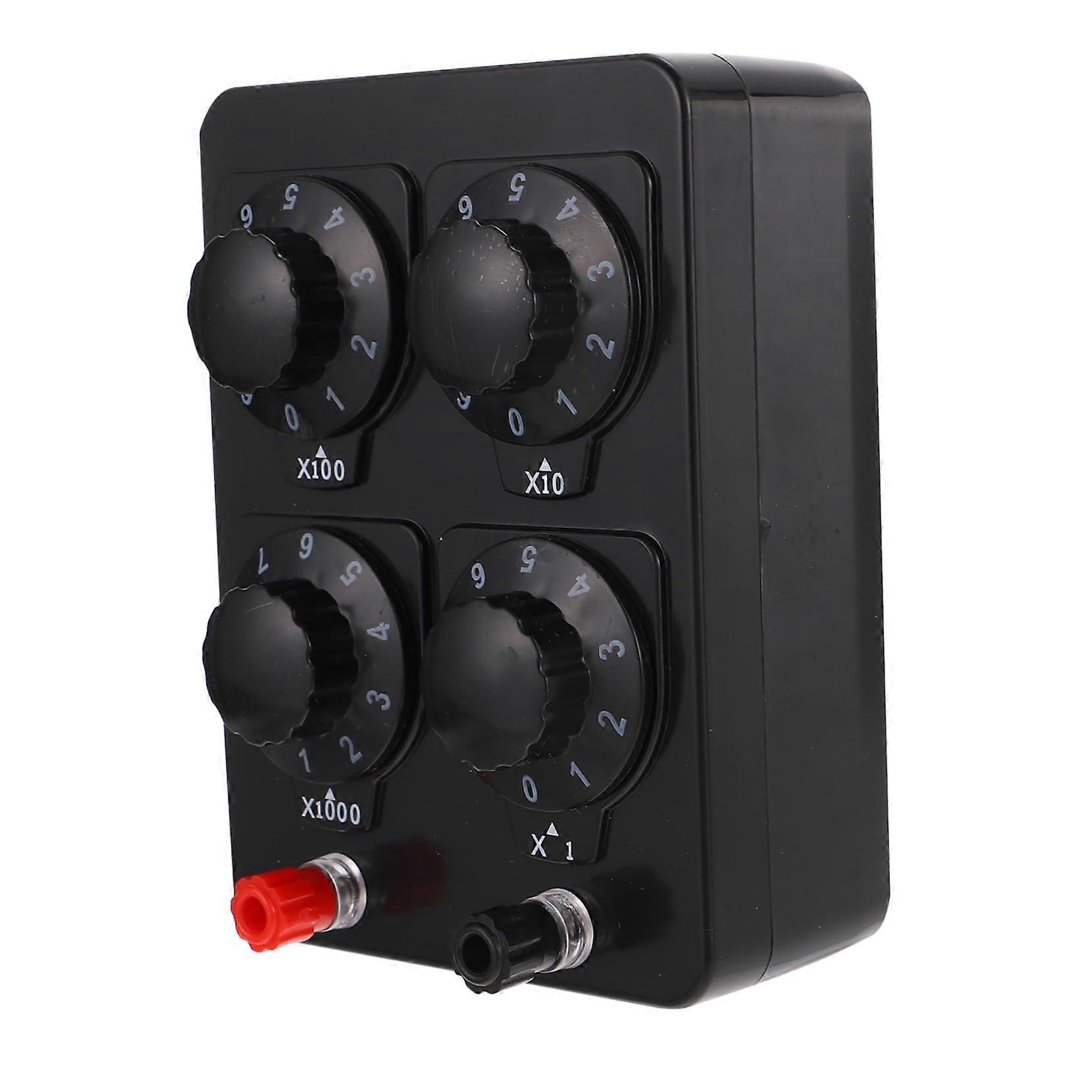 Resistance Box 0-9999 Ohm Range Plastic Black Resistor Experiment Tool For Physics Experiments