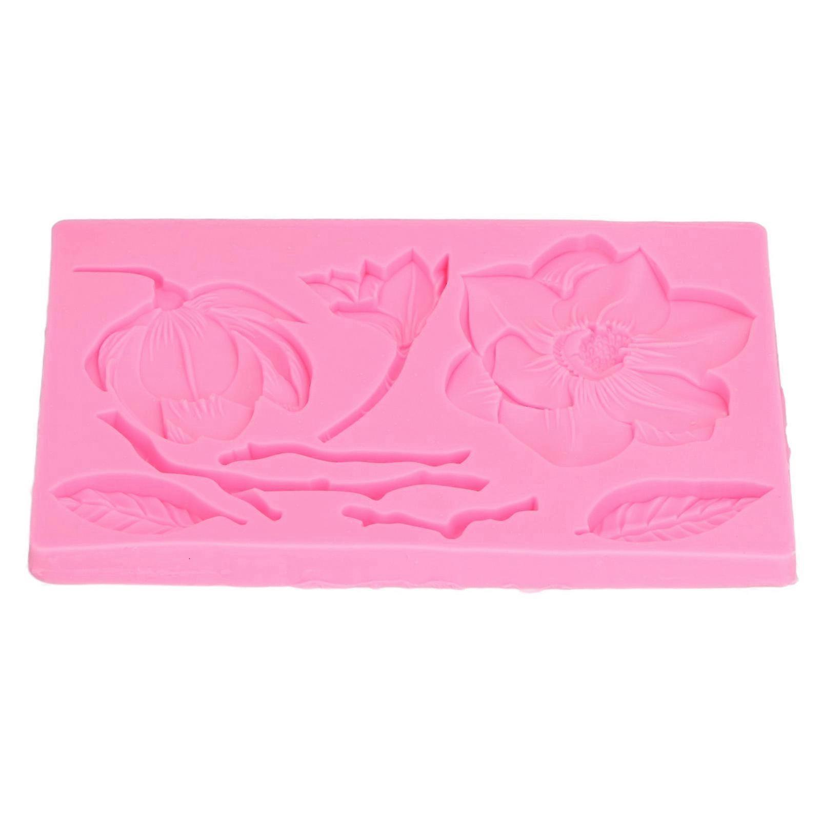 Silicone Mold for Food Grade Materials, Easy to Demold Various Flower Shapes, Cake and Resin Mold for DIY Dessert, Pink