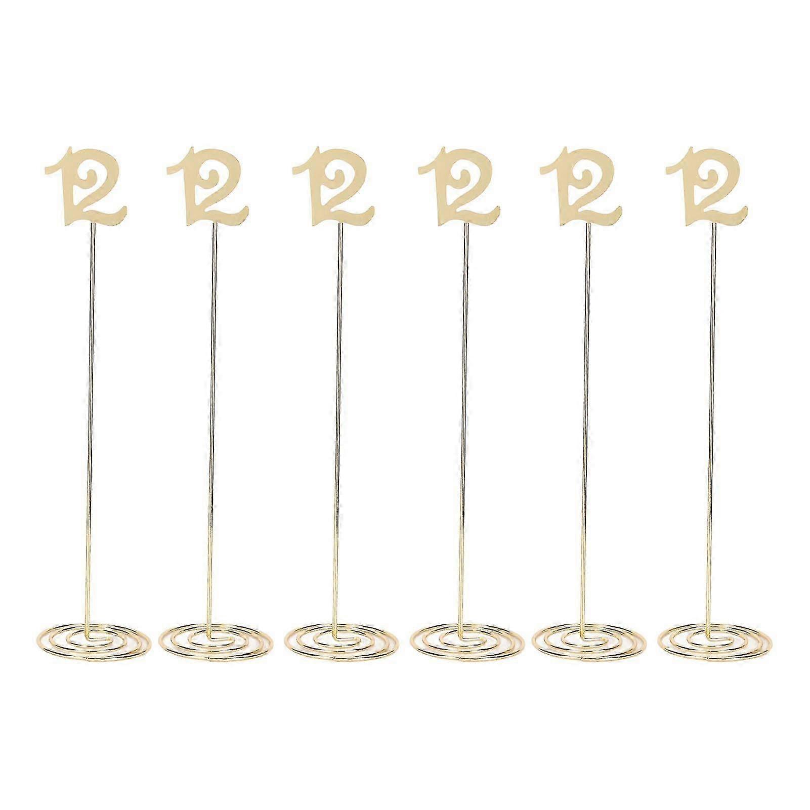 6pcs Metal Wedding Table Numbers with Rust Resistance and Holder Base for Wedding Reception Number 12