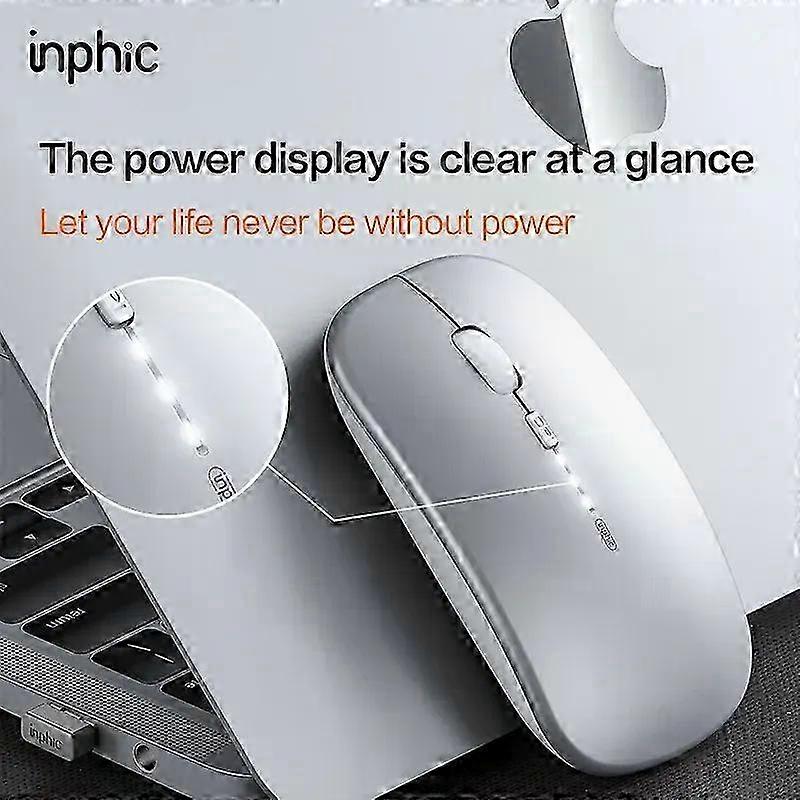 Mouse wireless, mouse silenzioso ricaricabile, mouse wireless Bluetooth a tre modalità, display di alimentazione + ricarica TYPE-c
