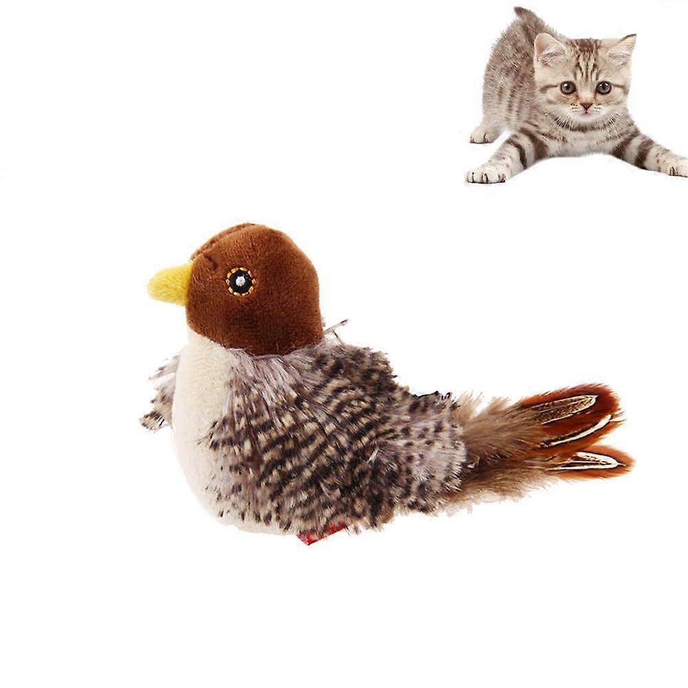 Simulated Chirping Bird Cat Toy, Interactive Plush Squeaky Bird Toy For Cats, Small Size, Realistic Chirp, Soft Plush