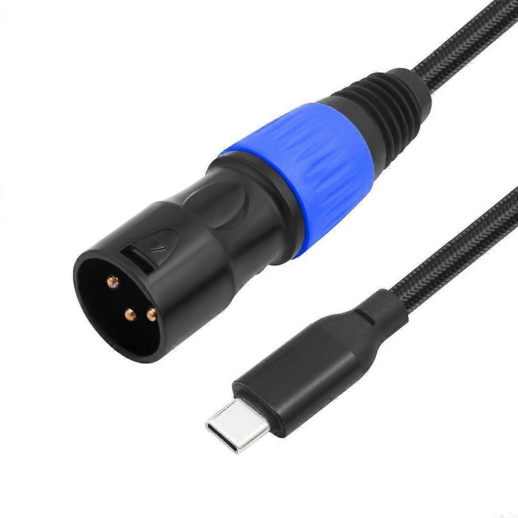USB Type C to 3Pin XLRs Male Output Sound Cord for Cell Phones Laptop Speaker