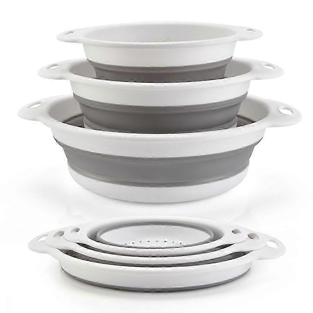3Pcs Collapsible Colander Set Round Strainer Basket for Fruits and Vegetables Washing and Draining
