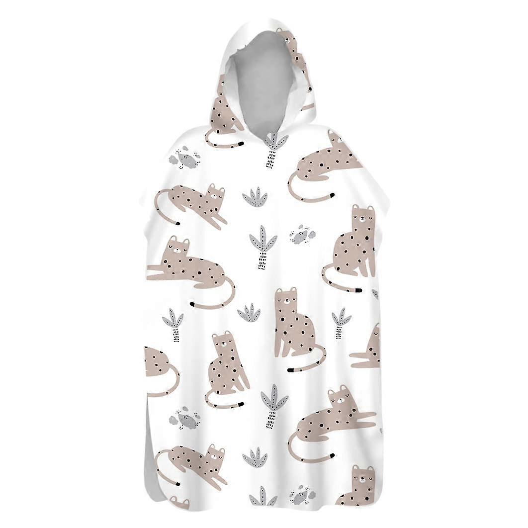 Surf Poncho Microfibre Quick Dry Hooded Changing Towel for Adults Kids with 3D Polka Dot Cat Print 60 x 110 cm