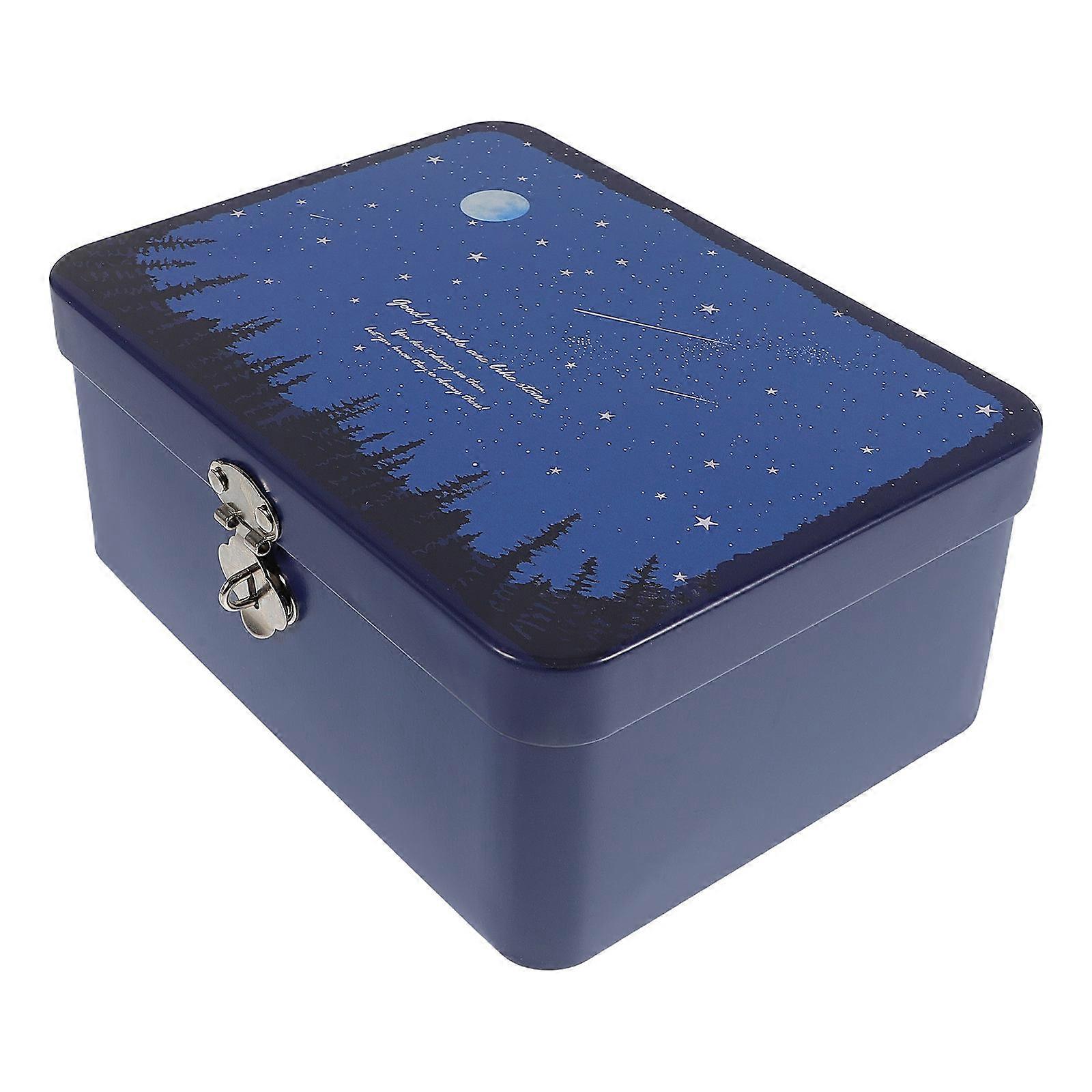 Vintage Tin Box with Lock for Jewelry & Souvenirs – Compact Storage Container with Unique Shower Design for Home Decor