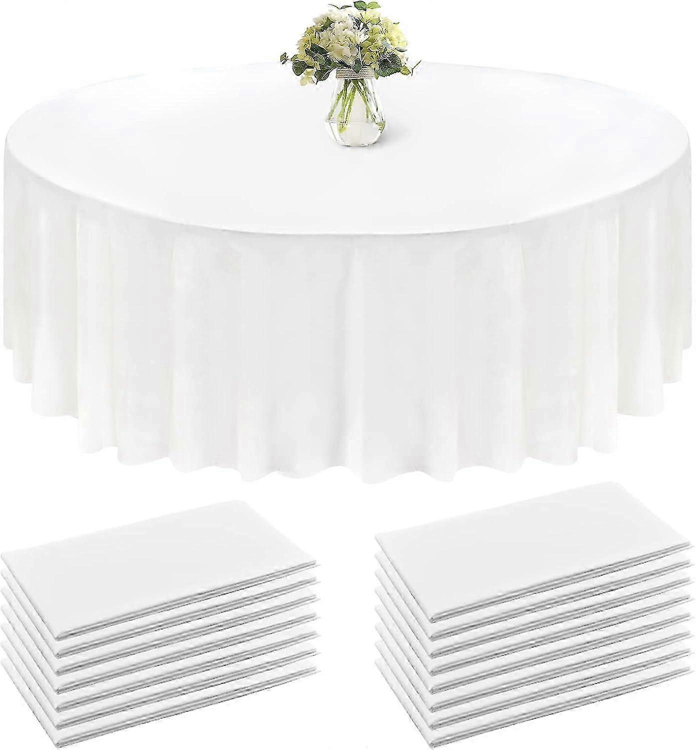 4-24 Pack toalha de mesa redonda, 84 polegadas branco descartável mesa cobre Peva impermeável plástico mesa redondac