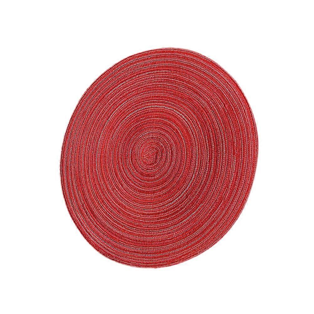 Western Style Table Mat Round Heat Resistant Coaster Non Slip Cotton Linen Dining Table Red Large 1Pack