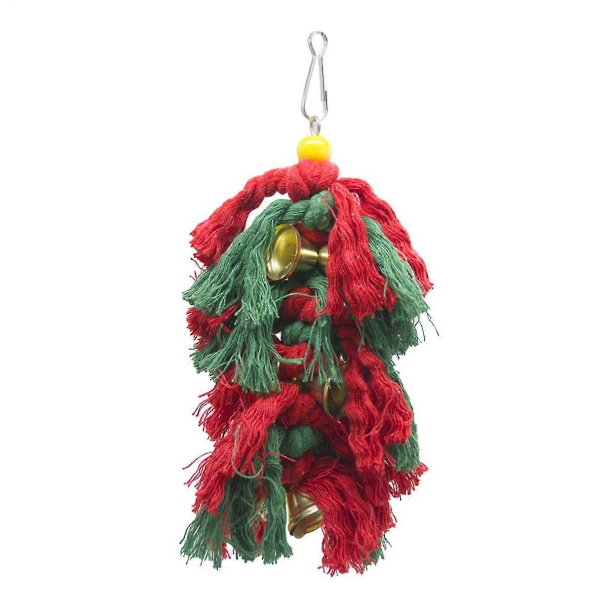 Bird Hammock Parrot Toy for Hanging, Chew Toy for Parrots, Rope Bell, Safe Fun Christmas Chew Toy for Parrots