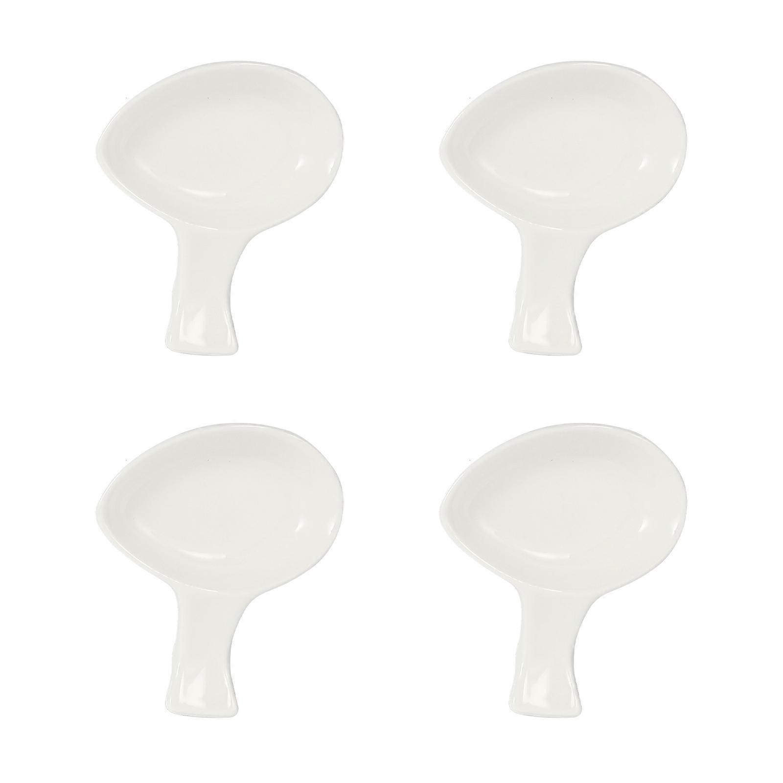 Ceramic Dipping Bowls with Chopsticks Rest 4 Pieces White Premium Quality for Storage 3.54 inch diameter