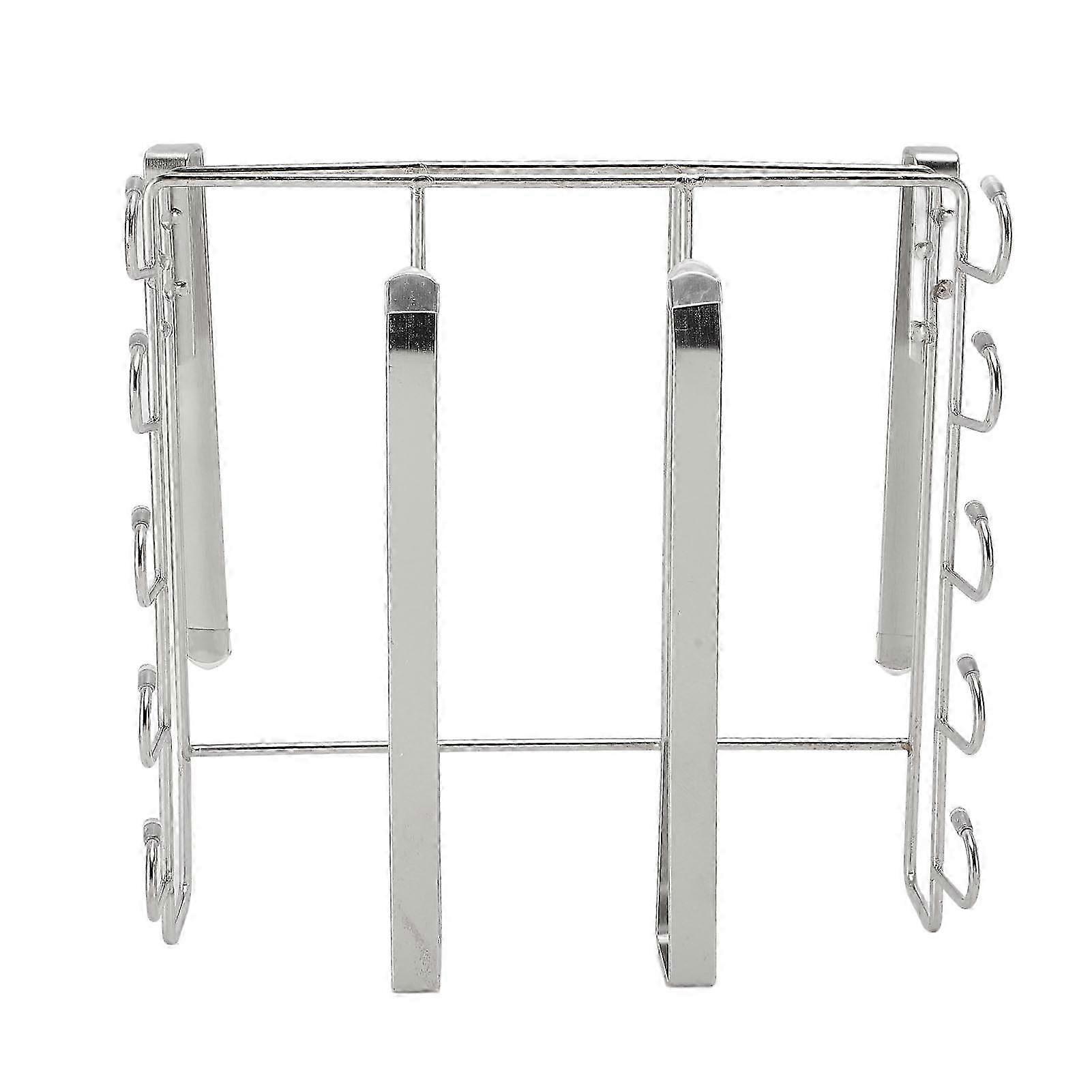 Stainless Steel Under Cabinet Hanging Shelf with Multiple Hooks - Versatile Storage Rack for Kitchen Utensils, Cutting Boards, Cups & Paper