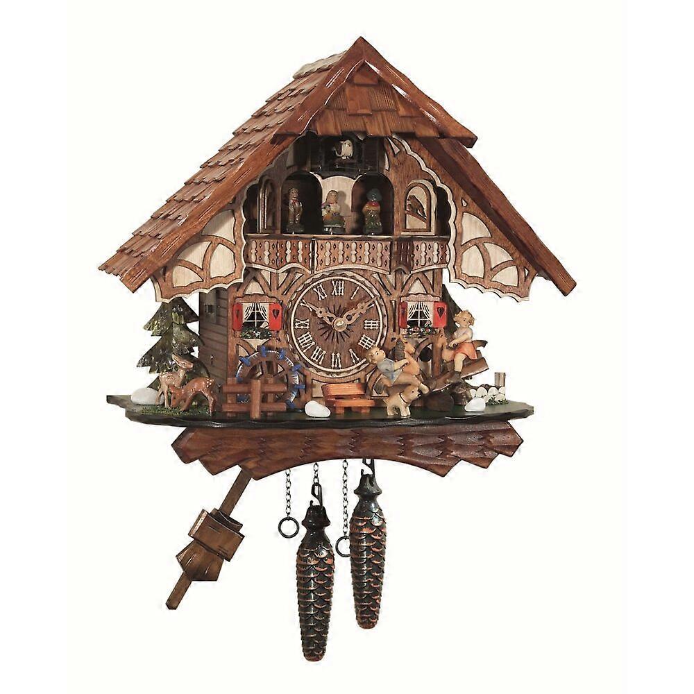 Engstler - 4916_QMT - Cuckoo Clock - Quartz - Walnut - with Music with Dancing Couple - 34 cm