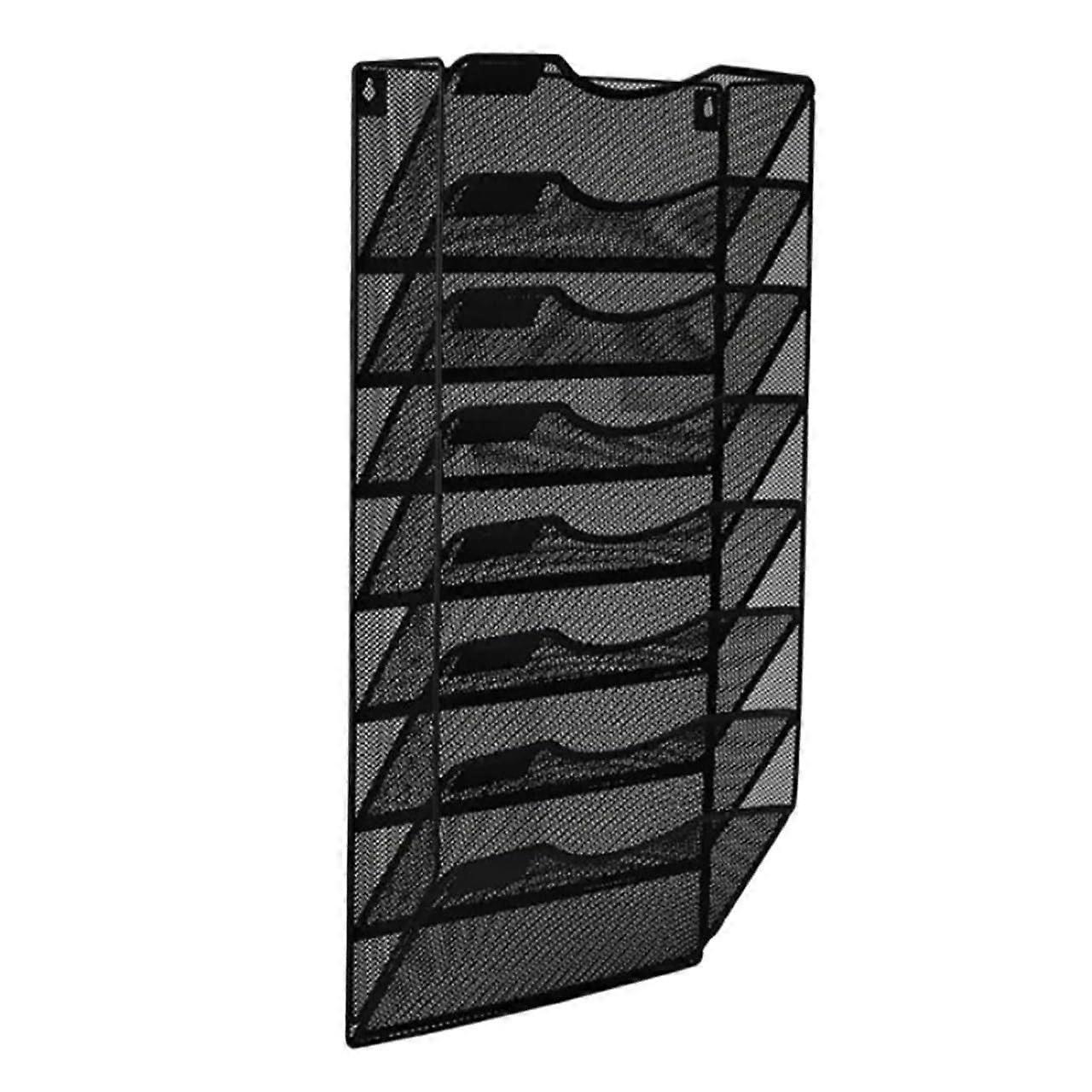 Wandordner Metal 8 Pockets Mesh Hanging Wall File Holder Organizer Wall Mounted Paper Magazine Rack (Black) Schwarz