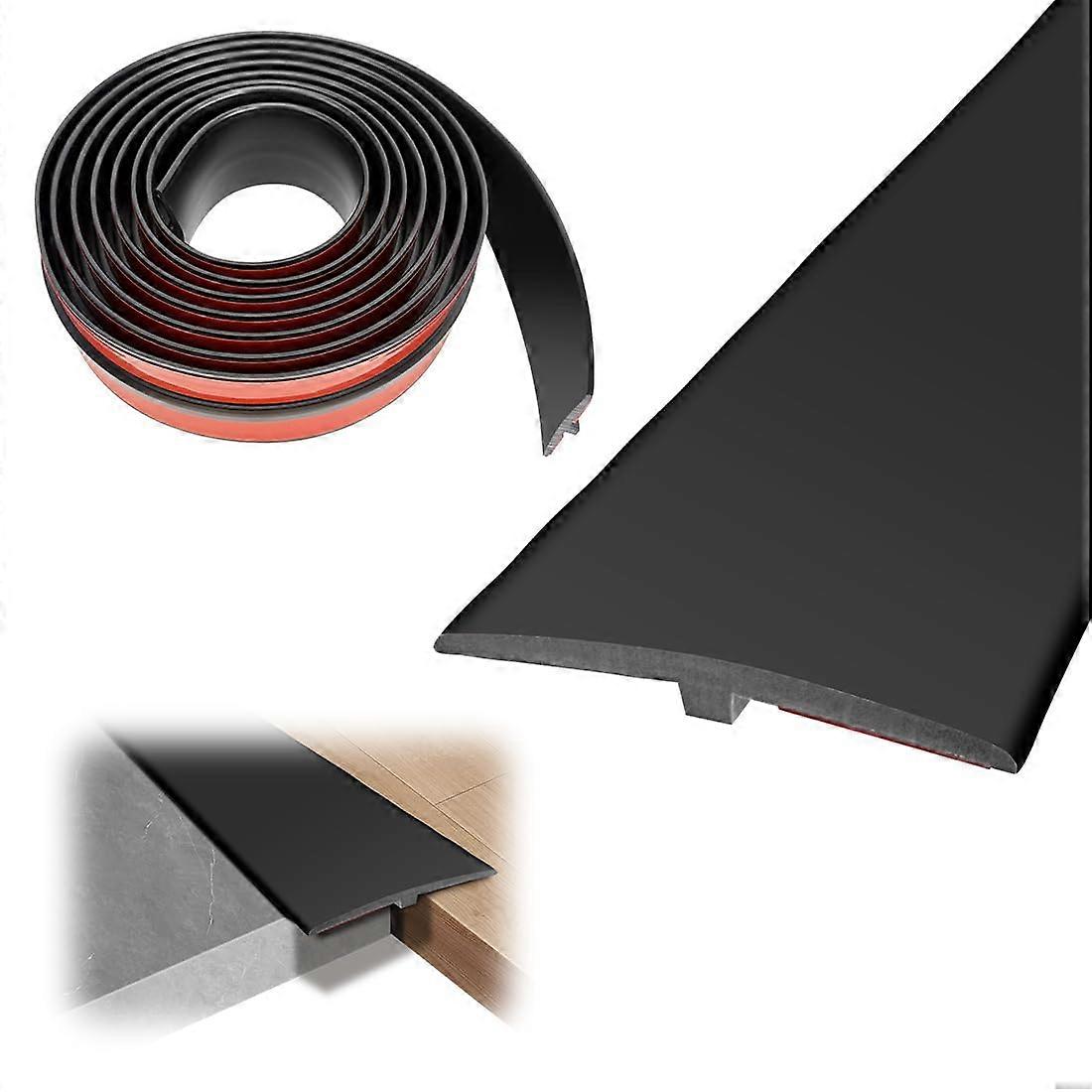 3m x 5cm PVC door sill strip, T profile transition strip, floor height compensation (black)