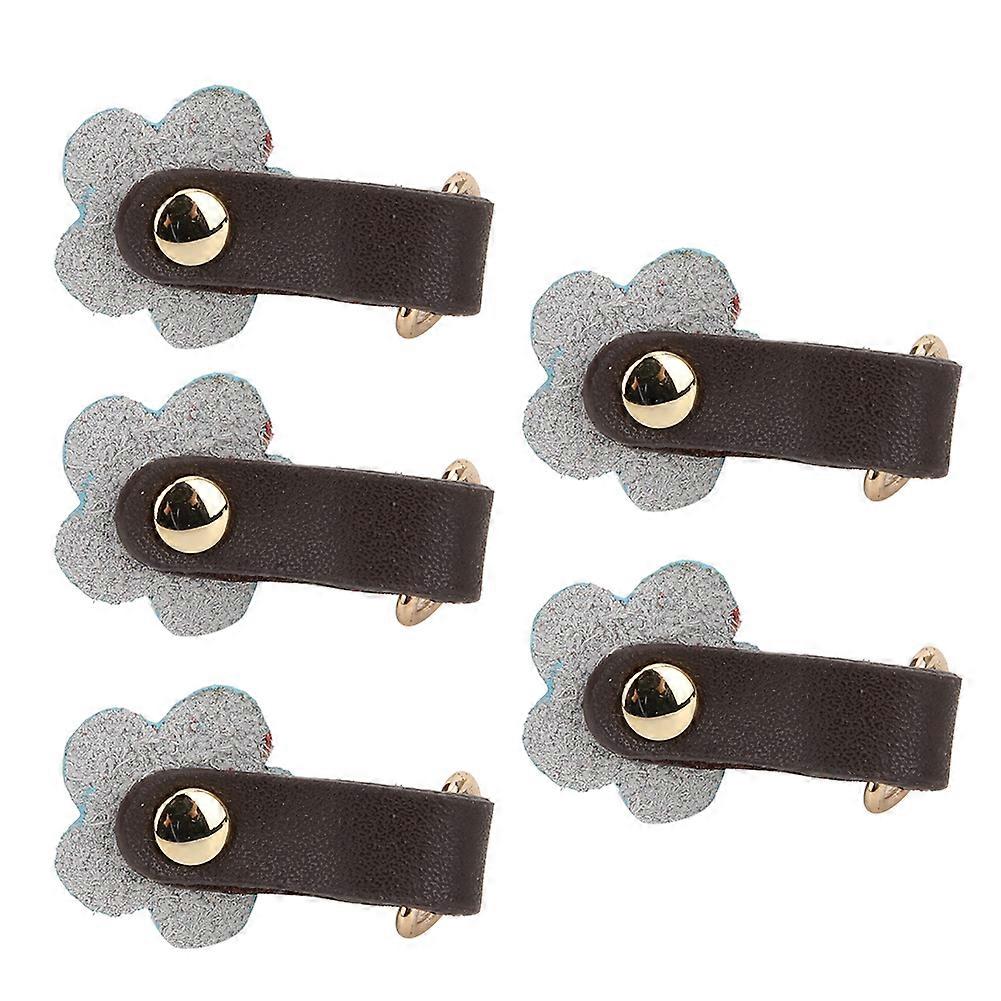 5Pcs Zipper Puller Heads Split Leather Flower Shape DIY Clothes Sewing AccessoriesBlue