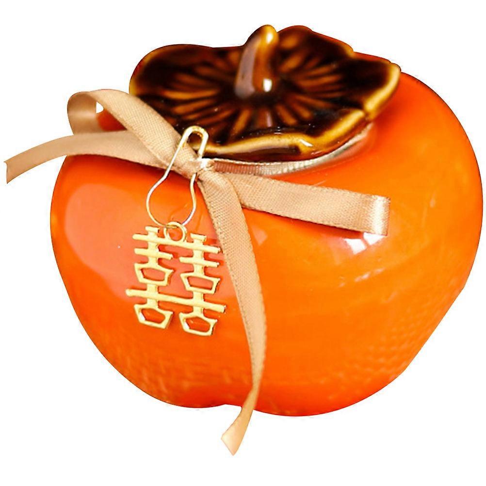 Persimmon Shaped Storage Jar Ceramic Decorative Jars House Decorations 1Set