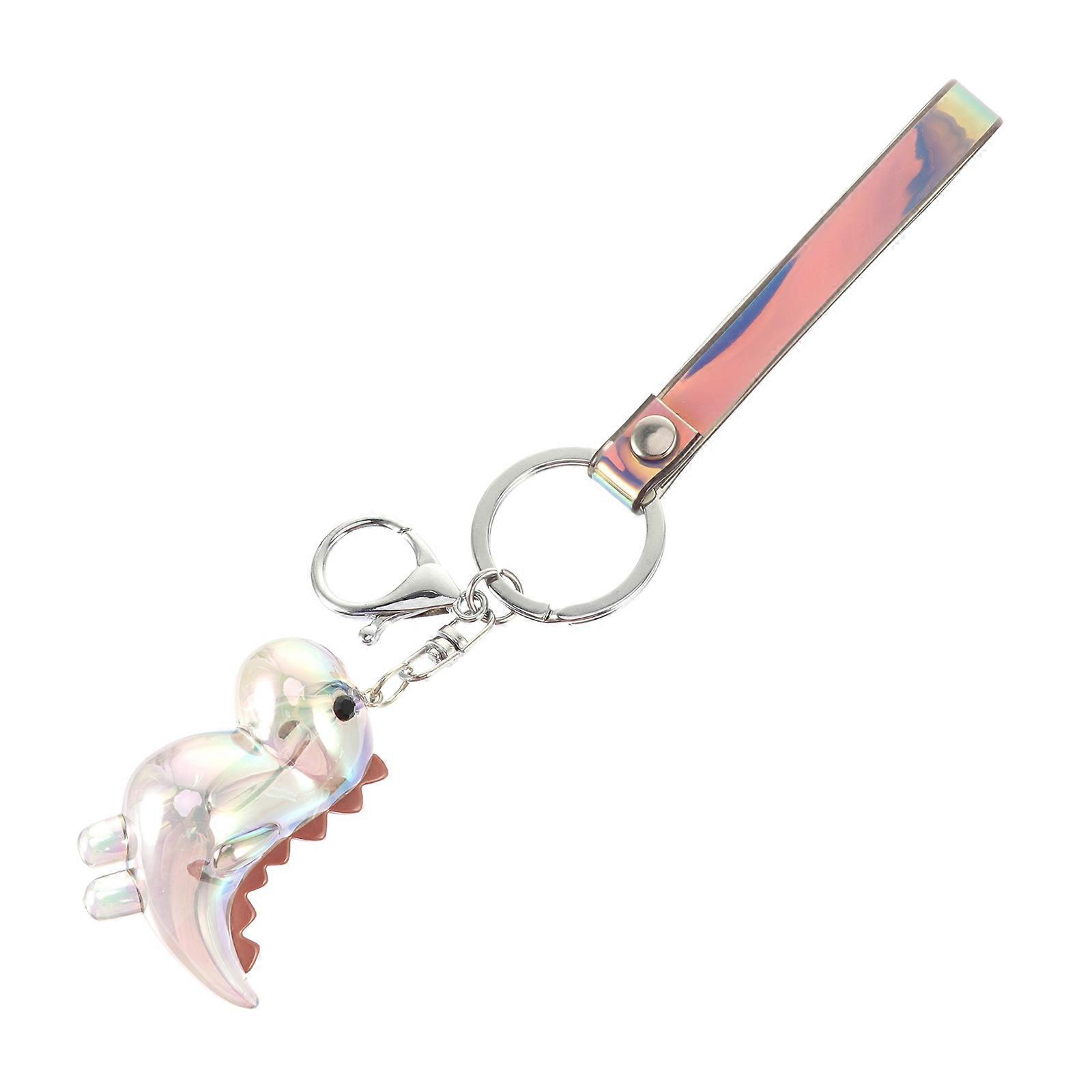 Dinosaur Shaped Metal and Acrylic Key Chain for Bag Decoration Grey Color Fits All Ages
