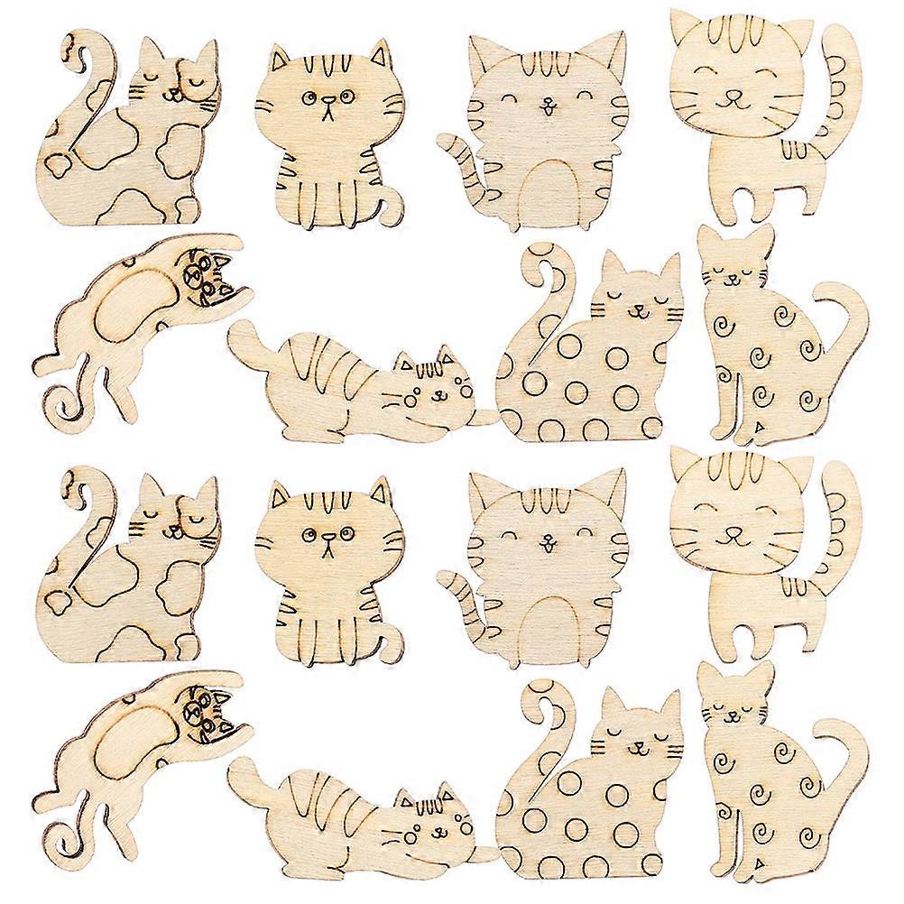 50pcs Wooden Cat Cutouts for Scrapbooking DIY Handmade Crafts