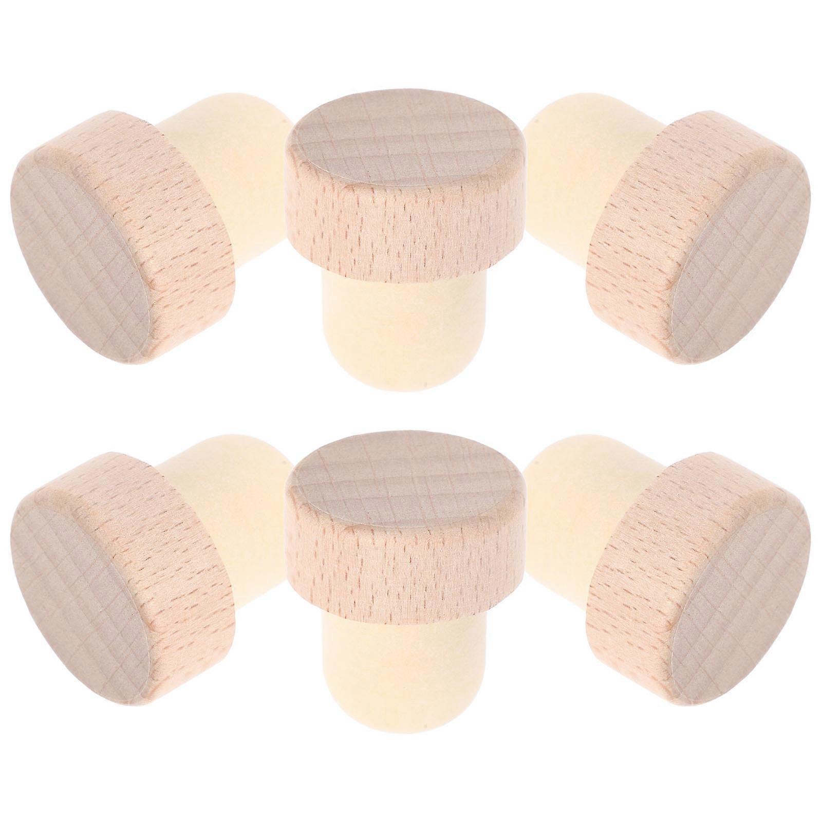 Wine Corks For Wine Bottles Sealing Plug Home-Brewed Red Wine Beer Bottles Plugs Wooden Simple and Elegant 6Pcs