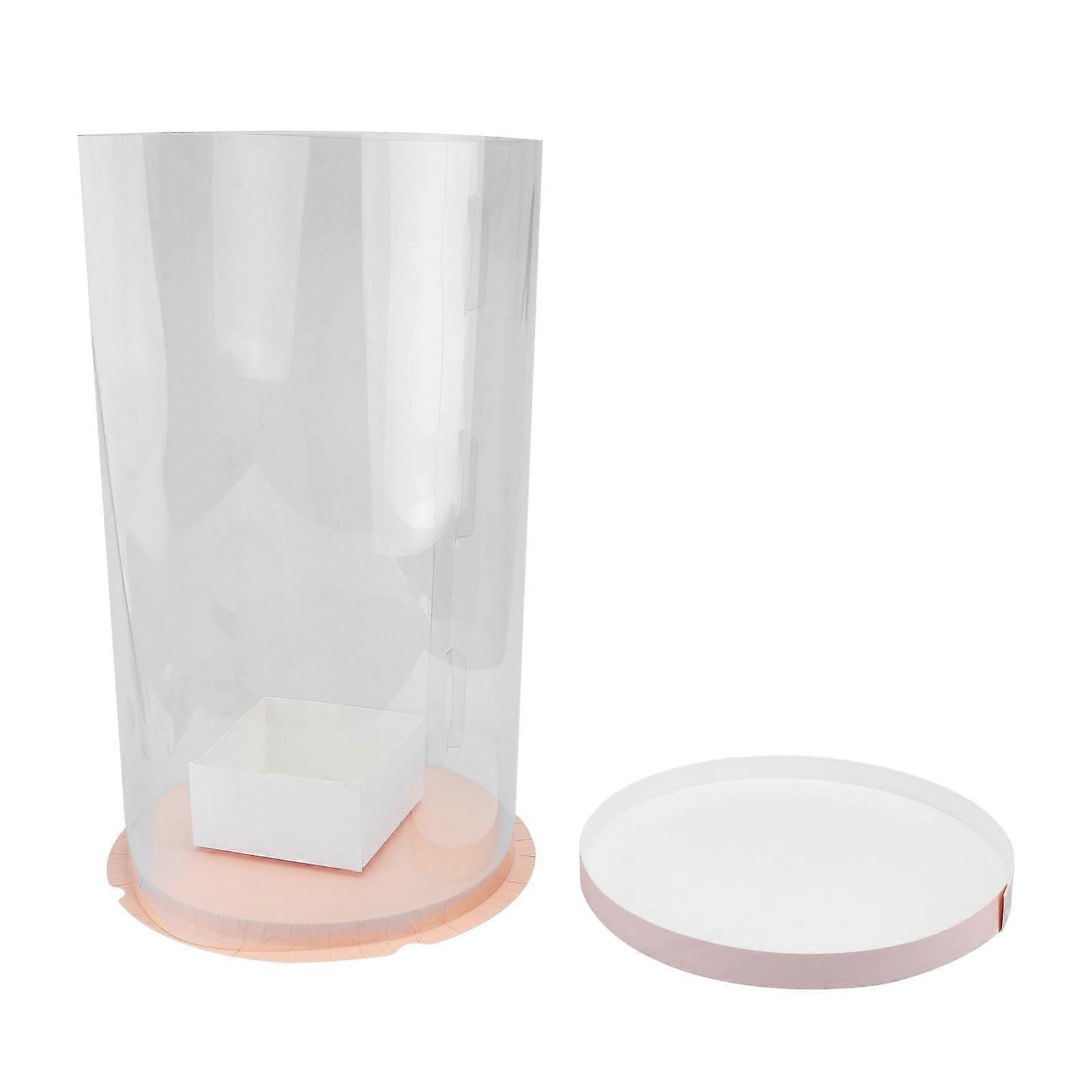 Pink Decorative Gift Box for Valentine's Day Round Transparent Storage Box for Decor 1pc