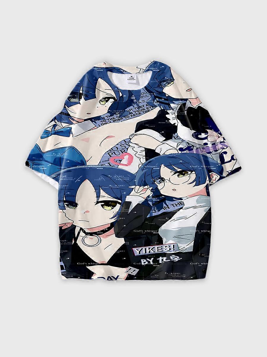 T-shirt round neck Role Pattern loose short sleeve D472