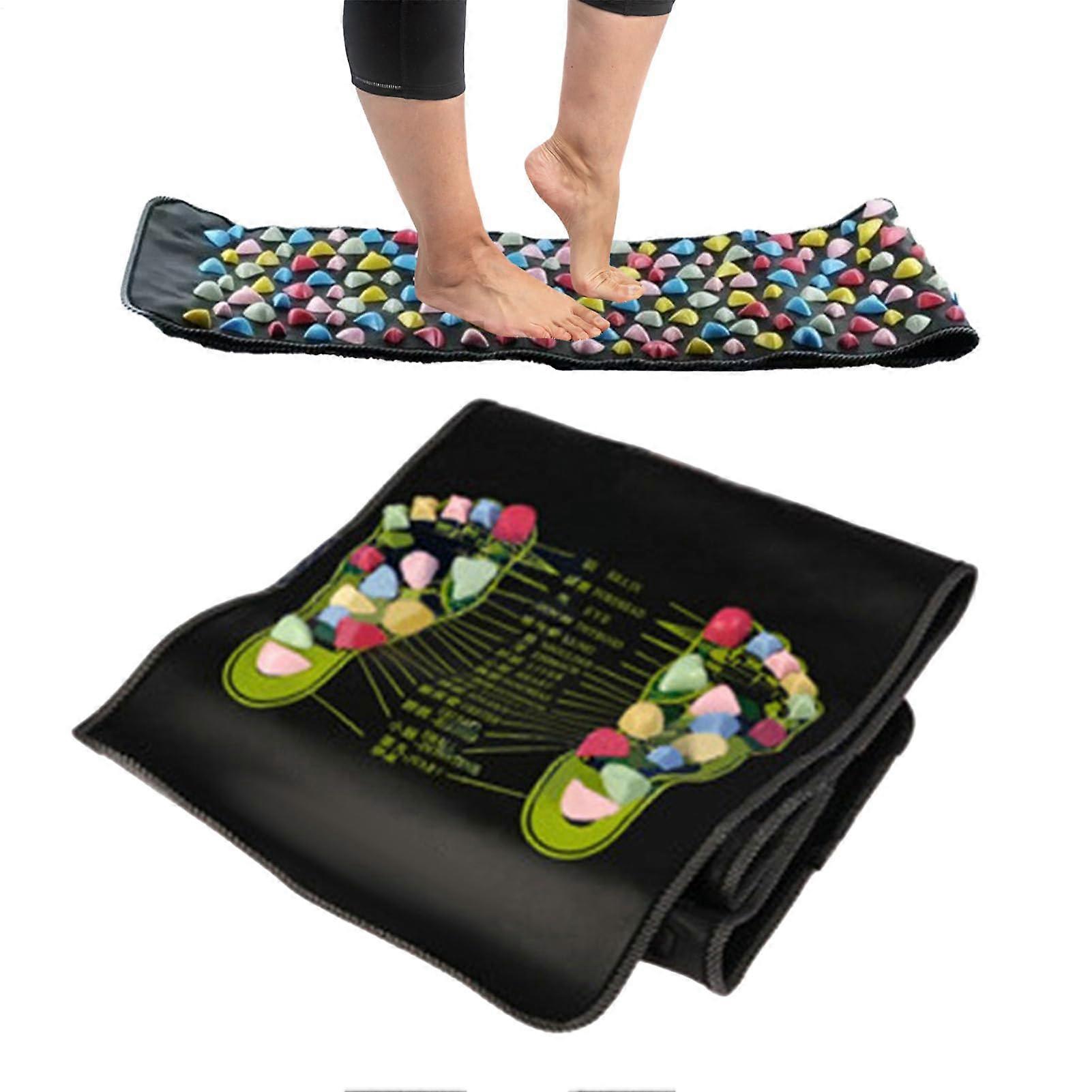 Foot Massage Stone Mat Multi-Surface Therapy Pad With Raised Nodules Non-Slip Foldable Tiles Unisex One Size