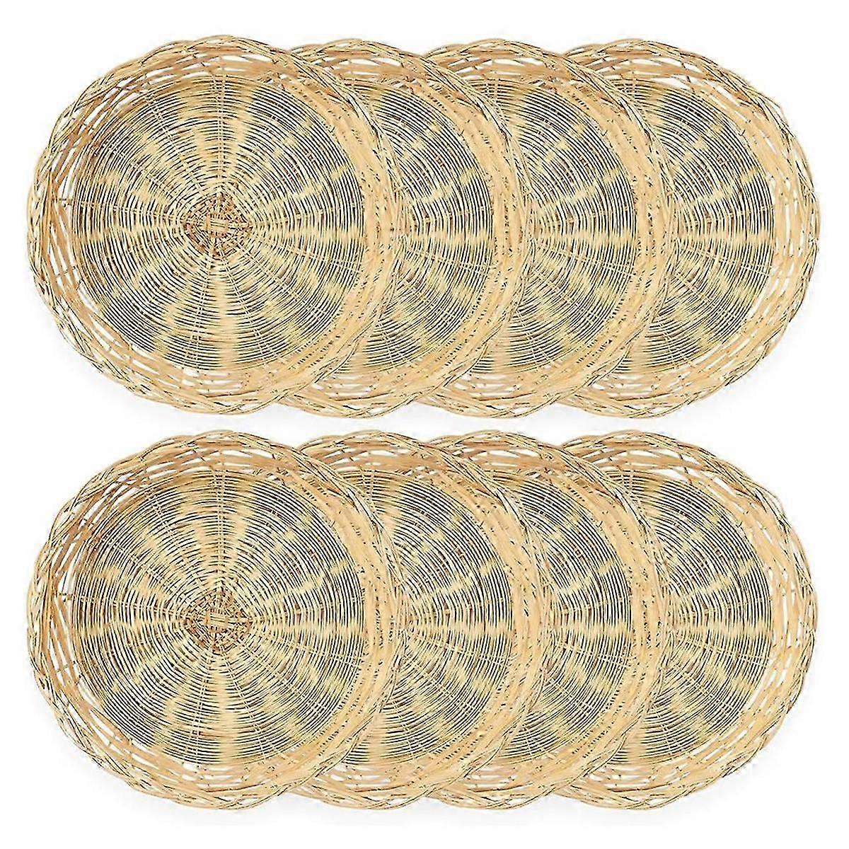 Pacote com 8 porta-pratos de papel de bambu, 10 polegadas reutilizáveis