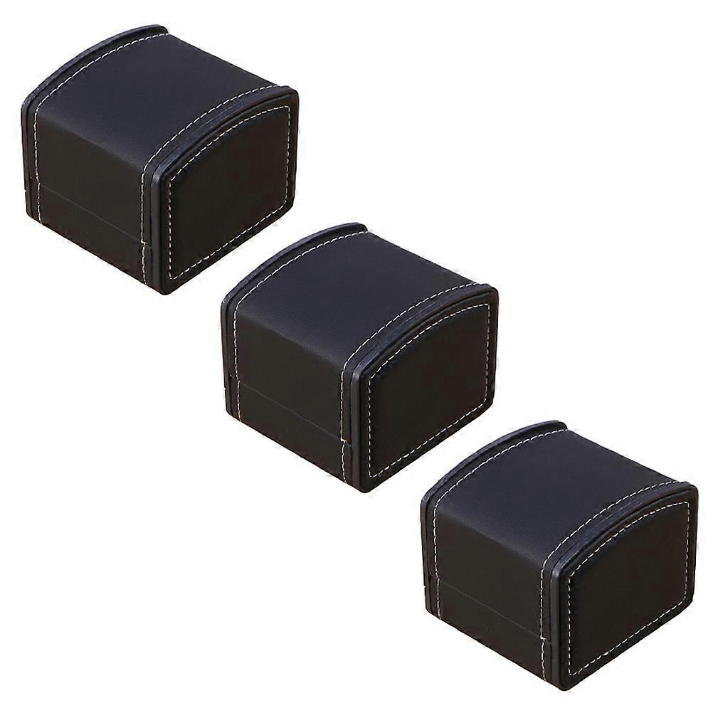 Portable Black PU Watch Case for Secure Storage with Anti Fall and Vibration 3 Pieces