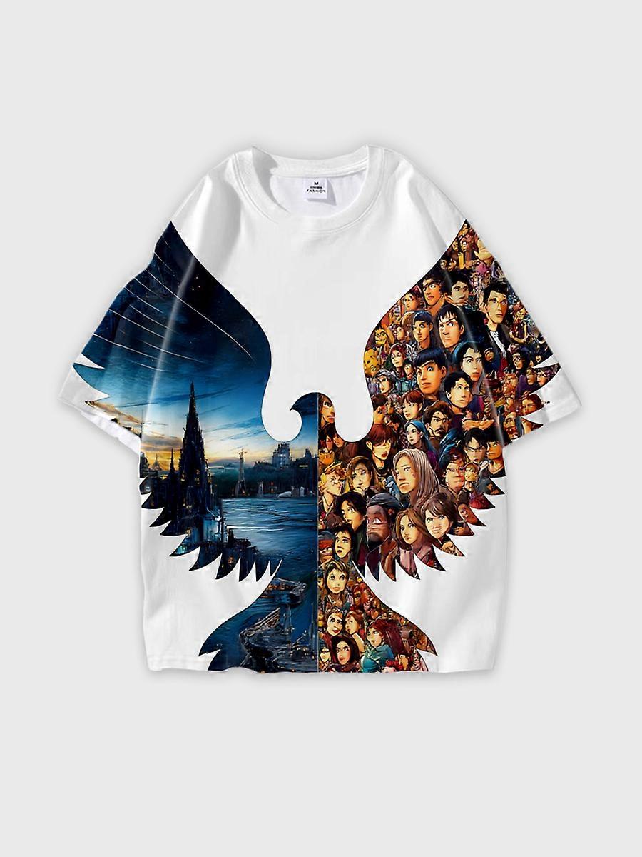 T-shirt round neck Pattern loose short sleeve N381