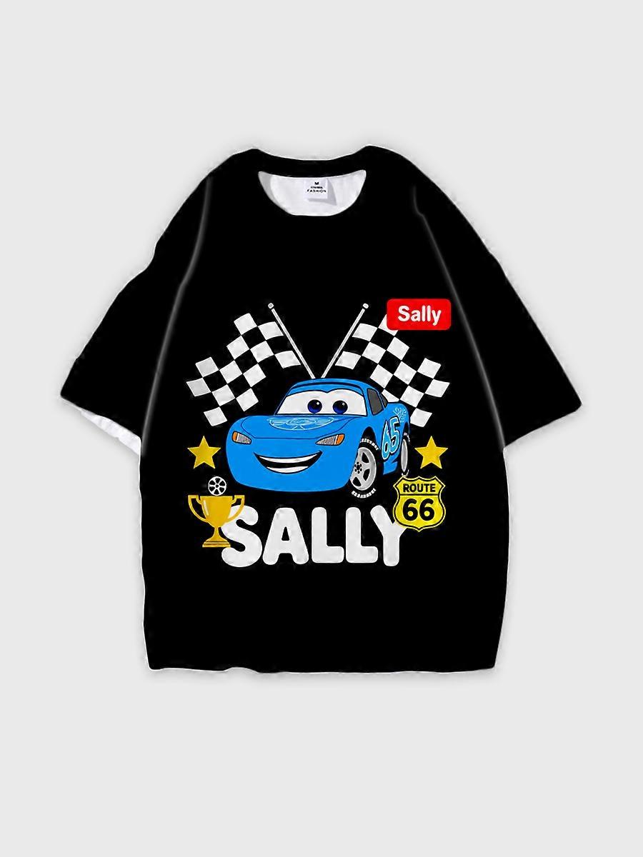 T-shirt round neck Animation Character Pattern loose short sleeve E1409