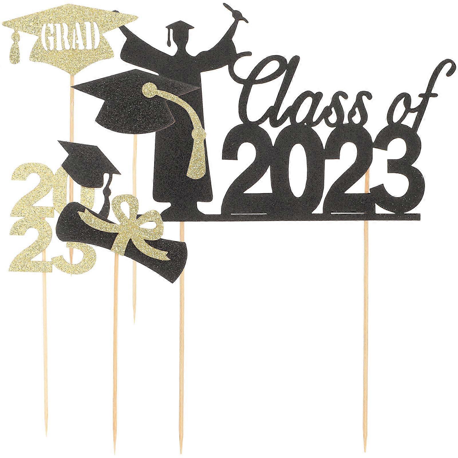 Congratulations 2023 Graduation Cupcake Toppers Sturdy Cake Decorations for Party Desserts 10pcs