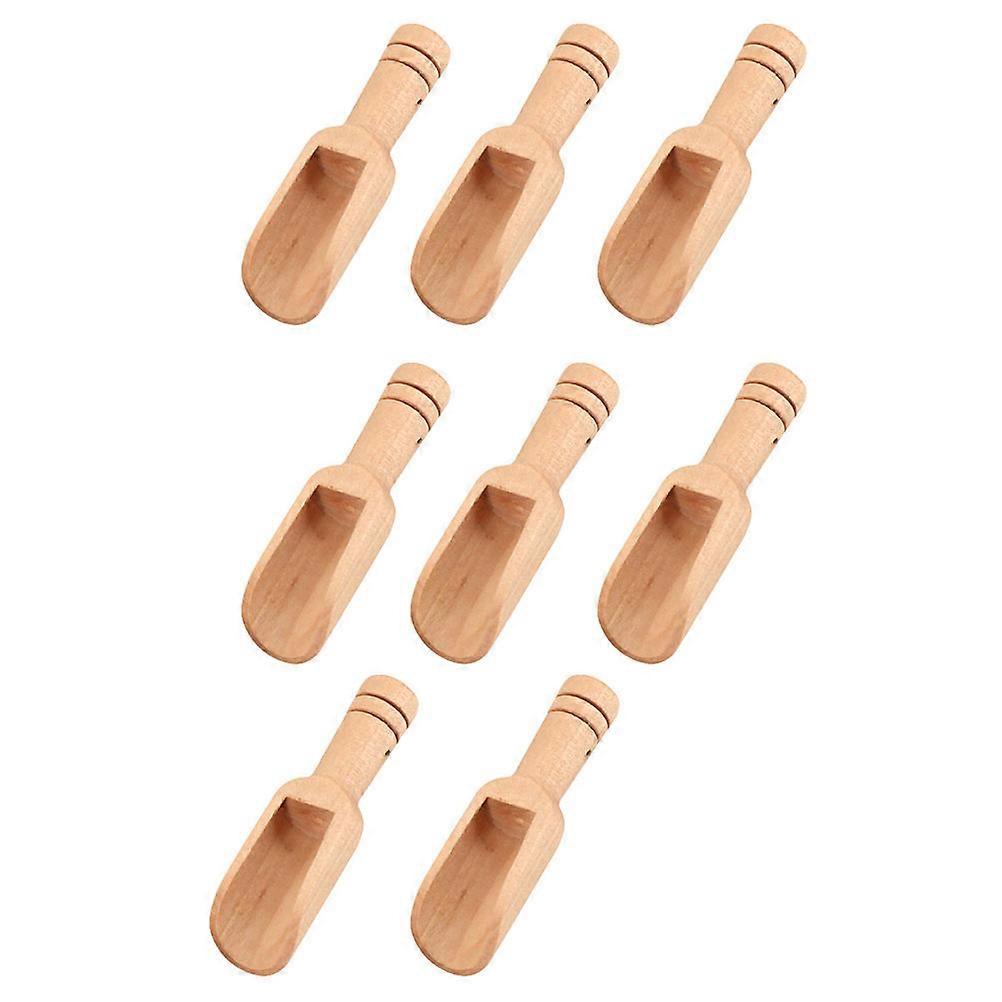 8Pcs Wooden Spoons Ideal For Salt Measure With Simple Design Khaki Color For General Users In Bathroom Use