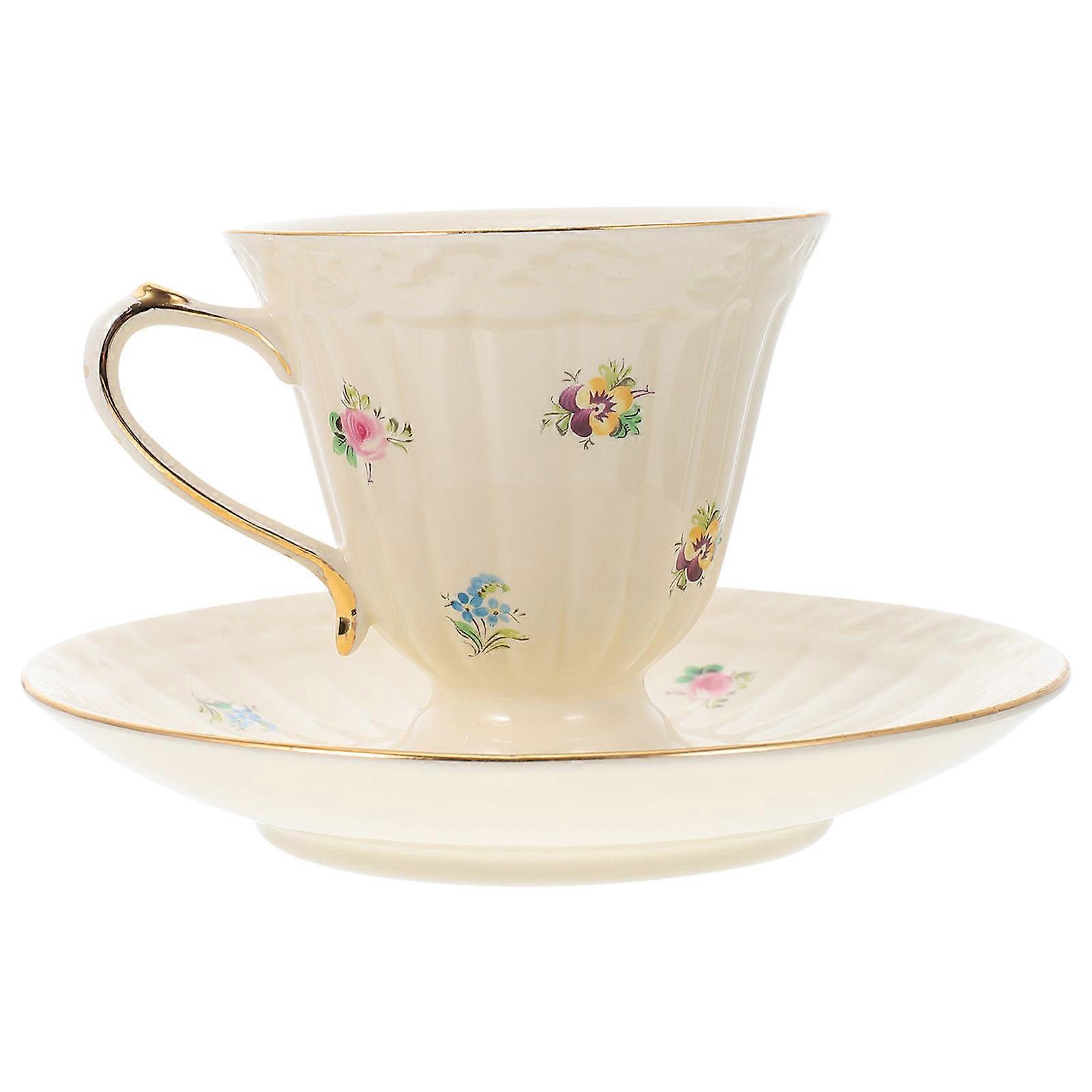 Stylish Round Coffee Mug And Saucer Set Ideal For Enjoying Beverages At Home Office Cafe 1Set