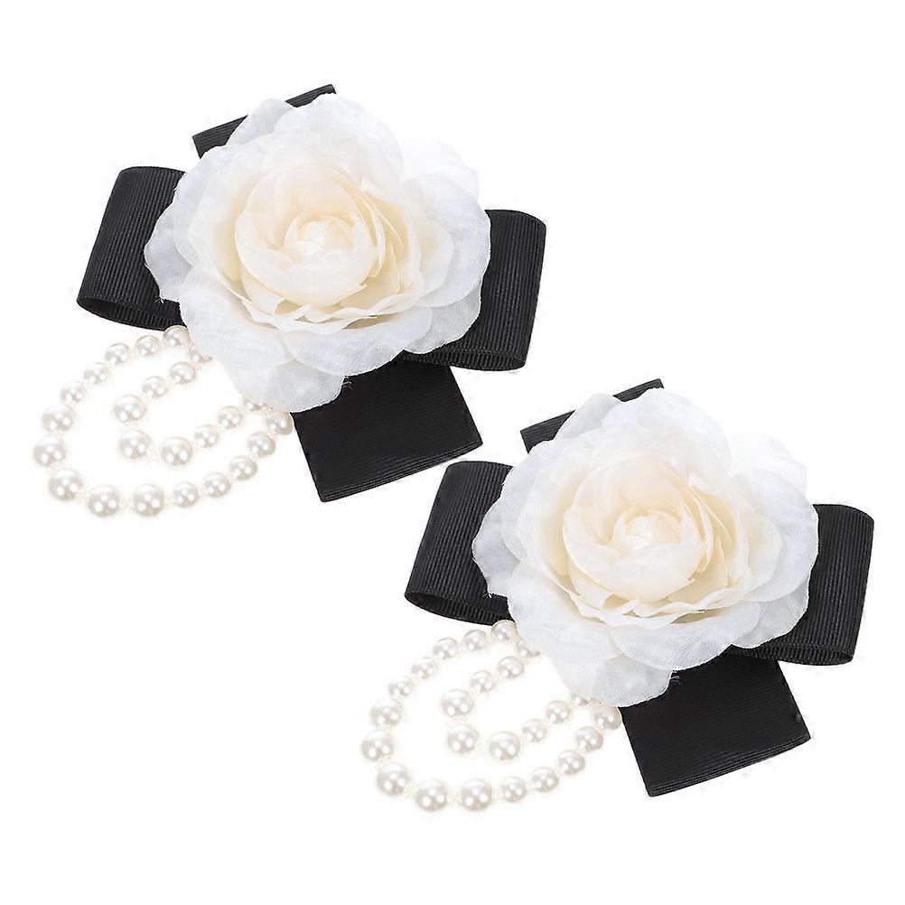Elegant Flower Brooch Pins with French Bowknot for Decoration Assorted Color 2 Pieces