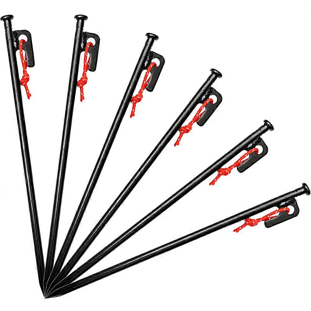 Camping Tent Peg Set Tent Ground Nail Secure Tent Wind Resistance Black 6Pcs