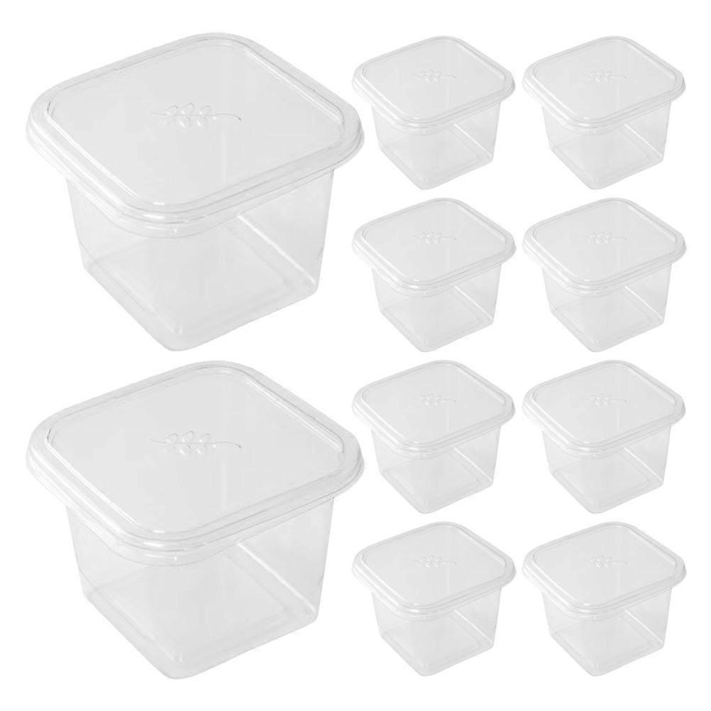White Plastic Dessert Cups with Lids for Storage Use Portable Bakery Boxes 50pcs