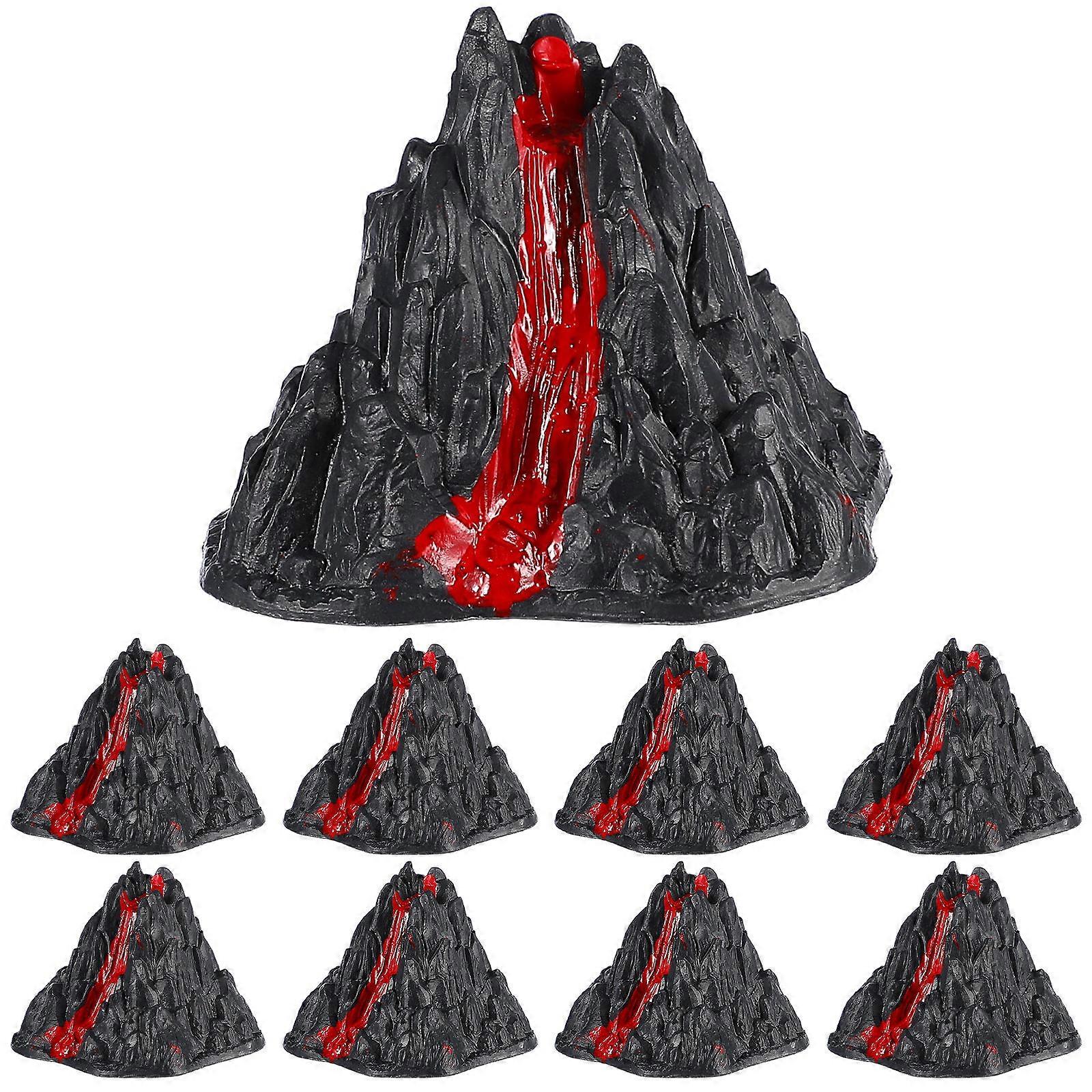Animal Ornaments for Decoration Assorted Color Plastic Volcano Models Toys 10 Pcs