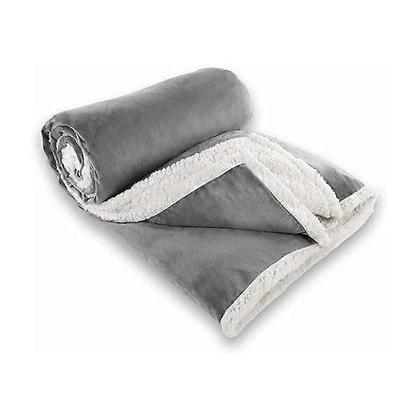 Decke in Lammwolloptik - Mehrere Farben und Größen - Plaid - Mikrofaser-Flanell (Grau, 130×160 cm)