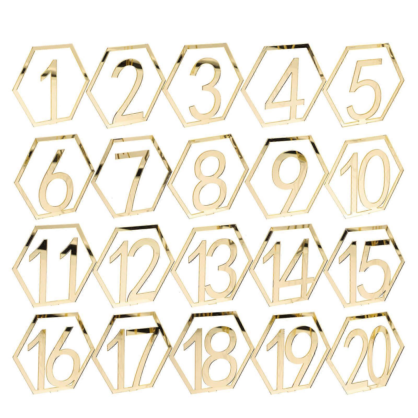 Golden Acrylic Table Numbers for Decoration Reusable and Easy to Clean Suitable for Wedding Banquet
