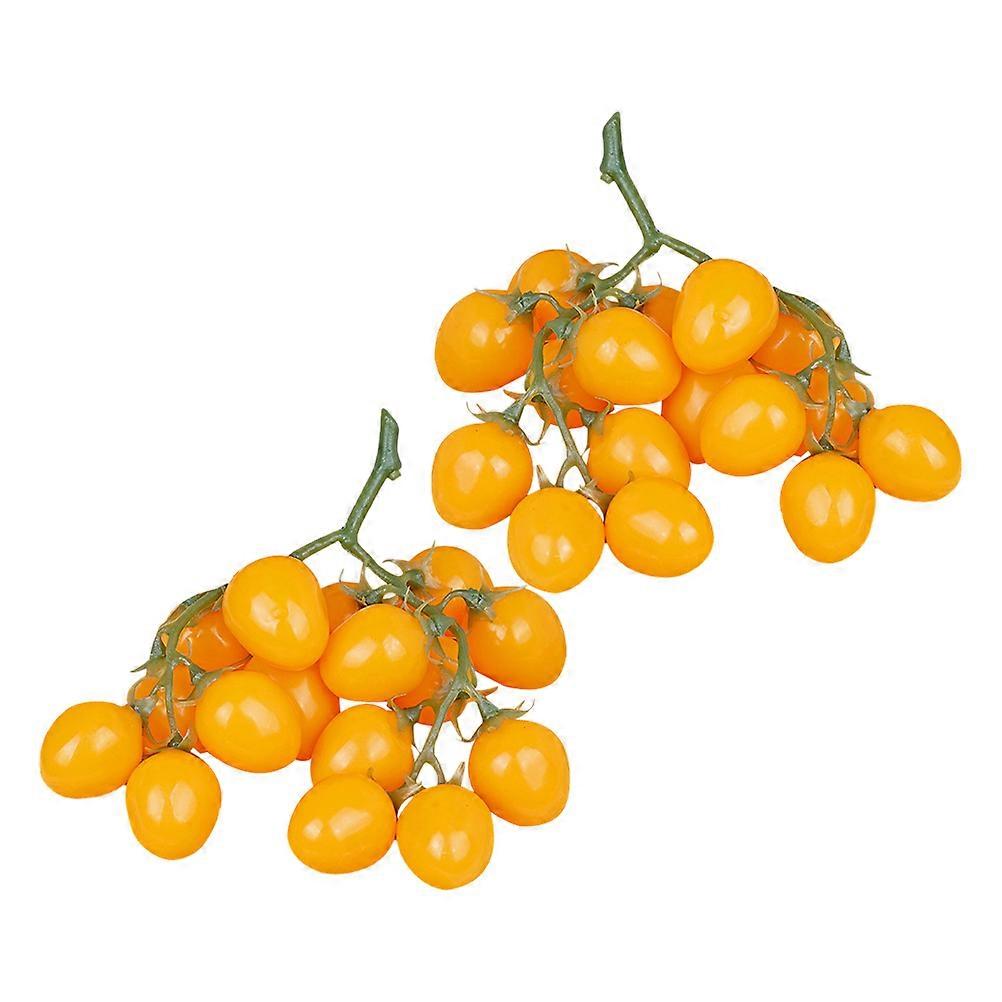Yellow Artificial Cherry Tomatoes for Decoration Foam Material Realistic Design 2pcs