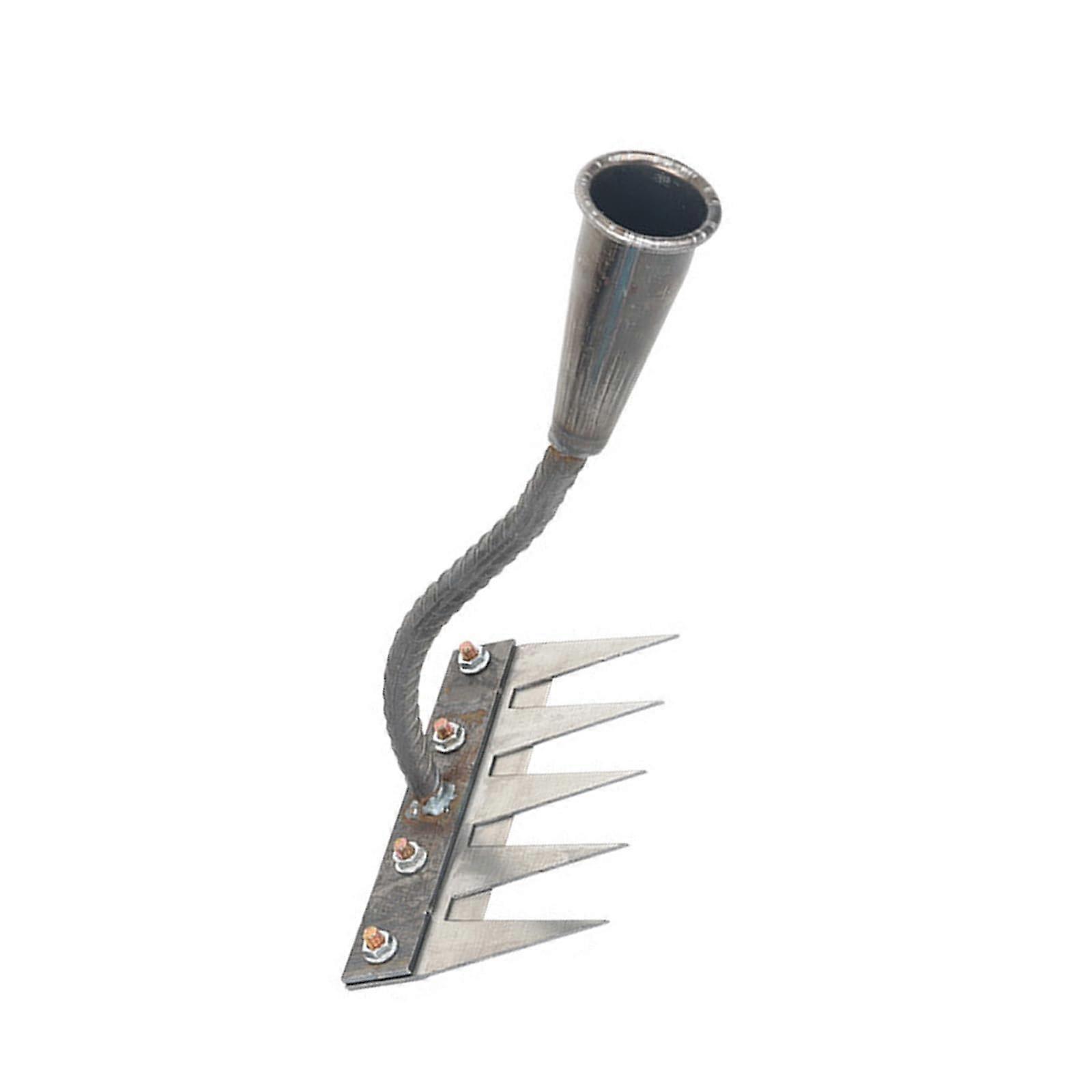 Removable steel garden rake with ergonomic handle, functional grass remover for efficient weeding in various soils, 5 tines