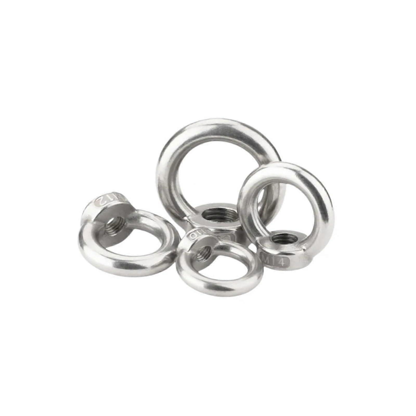 DIN582 Augenmutter M5 - 2 Pcs 304 Stainless Steel Marine Lifting Eye Nut with Loop Hole for Cable Rigging